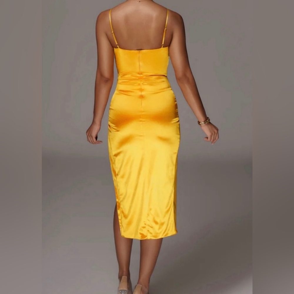 NWT JLUXLABEL sold out yellow satin Aldis dress, size S and M available. - Picture 8 of 13